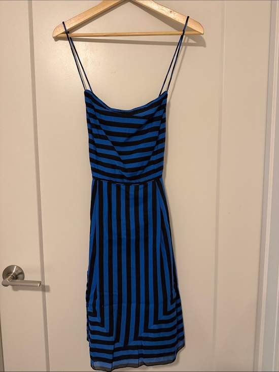 Anna Sui Dresses & Skirts - Anna Sui early 2000’s Blue and Black Striped Spaghetti Strap Dress